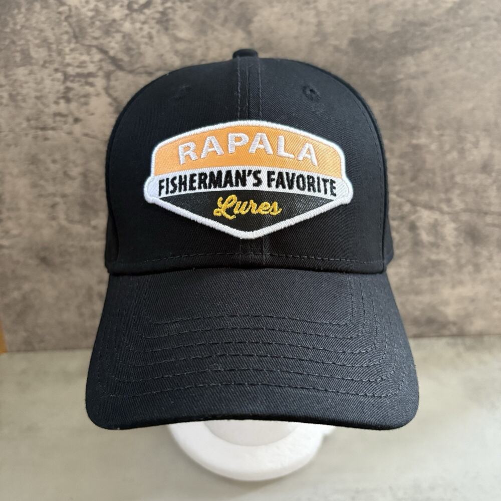 Rapala Fisherman’s Favorite Lures Black Hat Hook And Loop Adjustable Fishing Cap